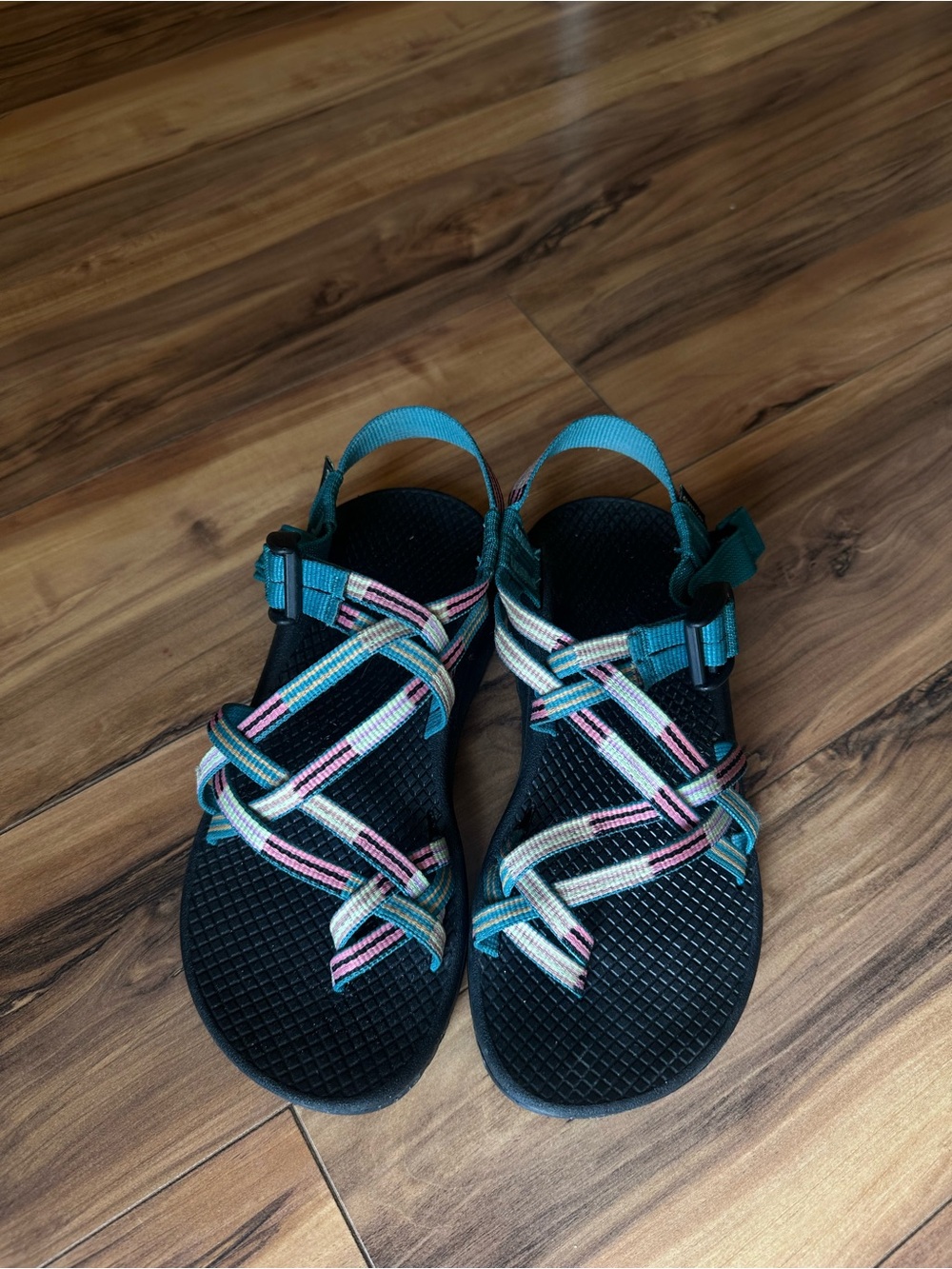 Chaco Teal and Multicolor Strappy Women's Sandals